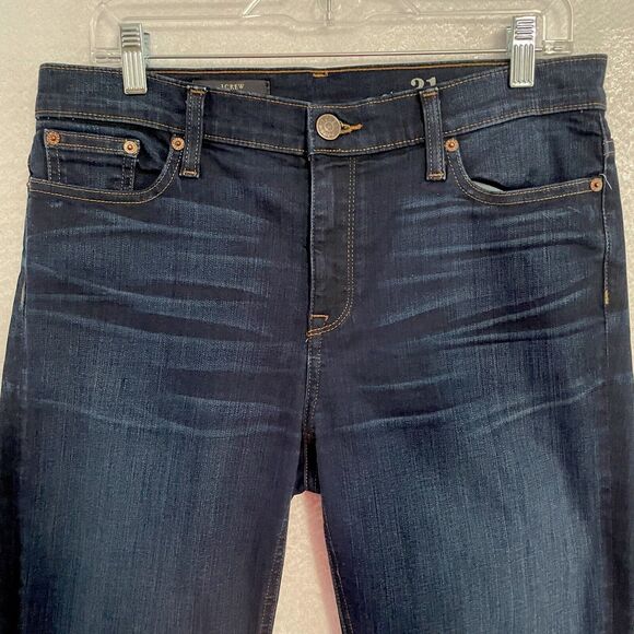 J. Crew Jeans Womens 31 Dark Wash Blue Denim REID Slim Leg Skinny Ankle Mid Rise - Picture 3 of 10